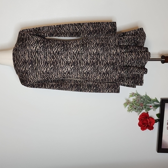 NEW MICHAEL Michael Kors Flounce Tiger Metallic Dress Animal Print Designer - Picture 7 of 13